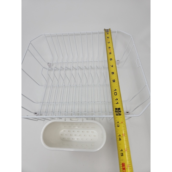 Vtg Rubbermaid Coated Wire White Dish Drying Rack Drainer 1H92 Clear Mat 1S04 - Picture 12 of 16